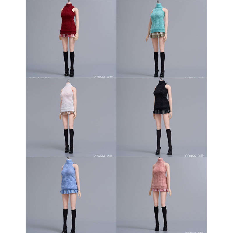 现货cdtoys cd066 1/6女兵人学生针织背心jk裙套装 适合1/6女素体