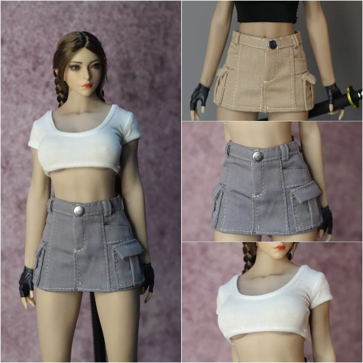 DMTOYS 1比6兵人衣服机能工装裙 12寸tbl包胶女素体人偶服装模型图片