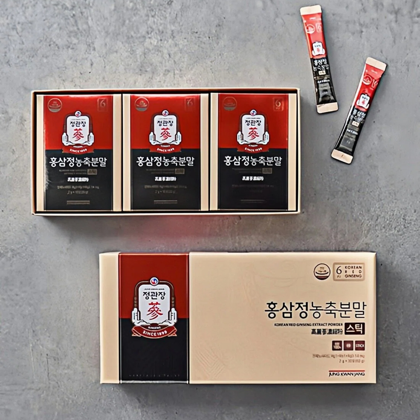 正官庄红参精粉高丽参浓缩粉6年根2g*30袋皂苷14毫克韩国直邮代购