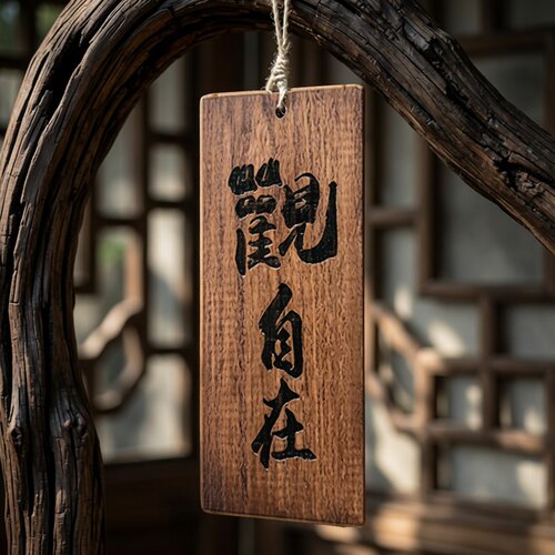 实木激光雕刻复古装饰挂牌茶室