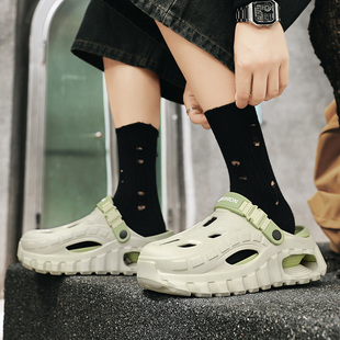 增高洞洞鞋男款潮夏季2025新款运动防滑耐磨开车男士沙滩户外拖鞋