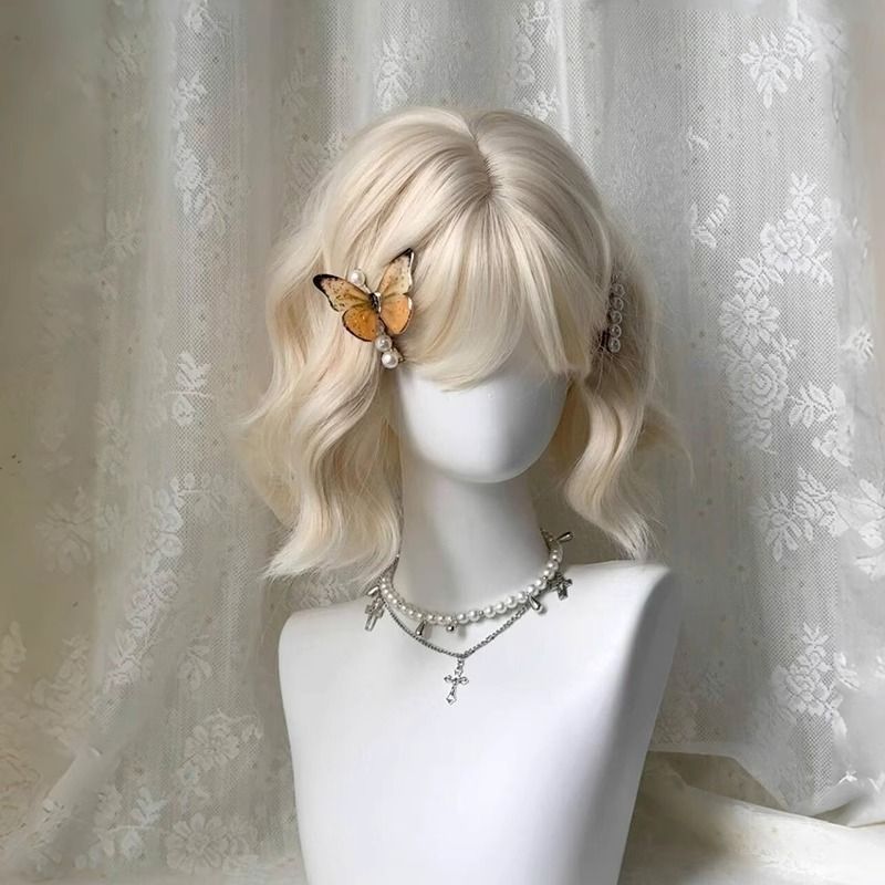 白金色假发全头套短发女减龄日常Lolita短卷发万用假发cos 全