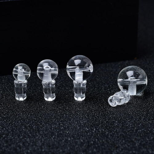 白水晶三通佛头佛塔DIY手链饰品配件圆珠合成白水晶散珠饰品材料