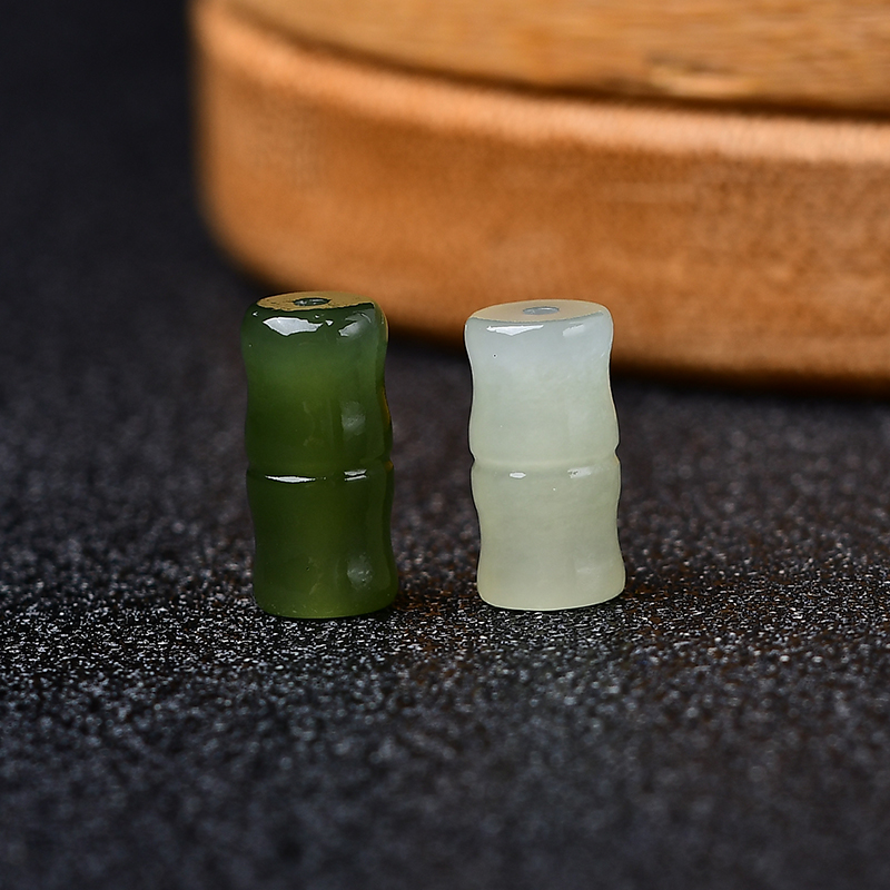 天然晴水绿和田玉竹节散珠子串珠手串玉手链diy玉石配件配饰配珠