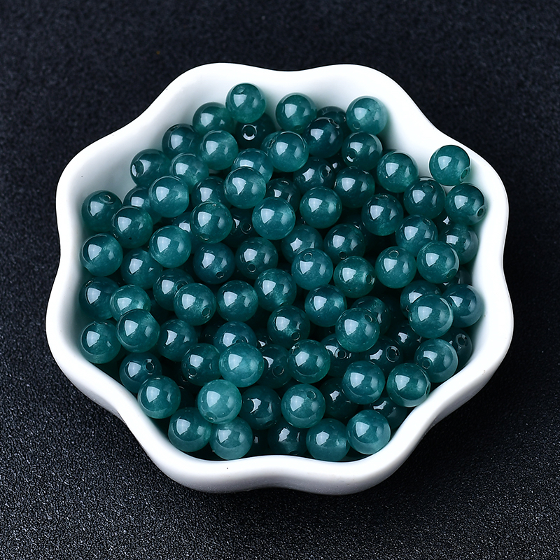 冰种巴山蓝水翡翠diy散珠子手工编织手链挂件绳饰品配件材料玉石