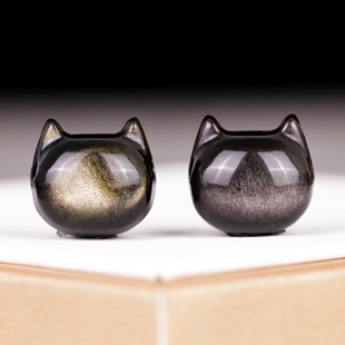 天然银金曜石猫头吊坠黑曜石项链挂件手链编红绳手串水晶饰品礼物