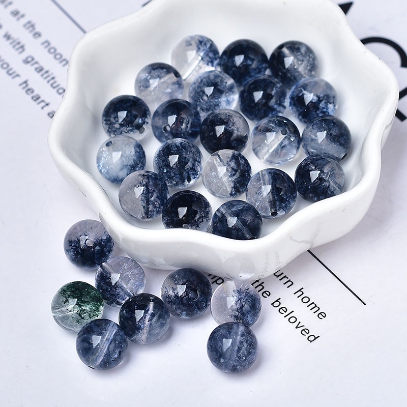 黑发晶爆花晶散珠子diy水晶饰品配件圆珠串珠项链手链材料包邮