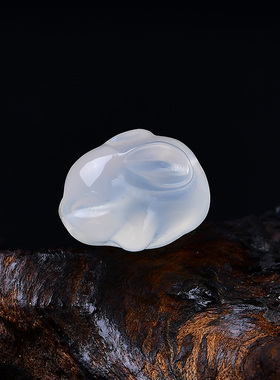 天然白玛瑙通孔小兔子diy水晶饰品配件散珠珠子荔枝洞玉石手链