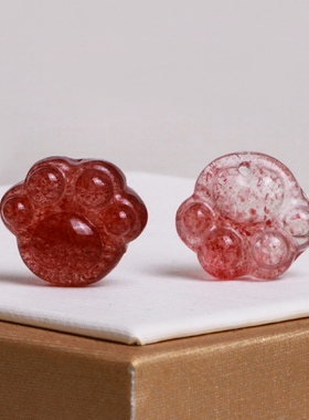 天然草莓晶猫爪diy饰品配件材料横孔竖粉晶挂件吊坠项链手链水晶