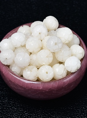 白菩提根雕莲花散珠佛珠手链手串配件DIY手工编织配饰文玩配件