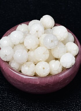 白菩提根雕莲花散珠佛珠手链手串配件DIY手工编织配饰文玩配件