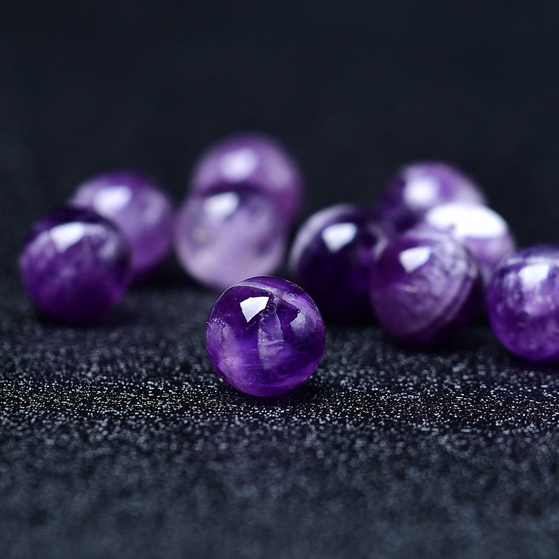 天然正品梦幻紫水晶散珠子串珠diy水晶手工编织饰品配件圆珠手链