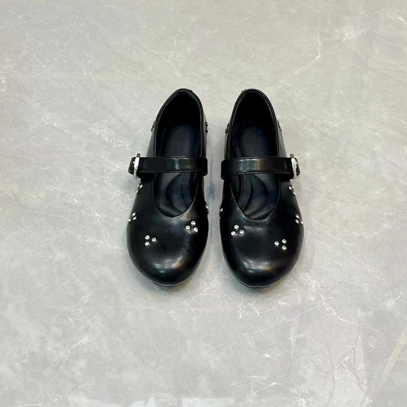 真皮圆头一字带镶钻玛丽珍鞋女平底软面胎牛通勤百搭浅口单鞋,女鞋,玛丽珍鞋,淘宝优惠券,粉丝福利购,淘宝优惠卷