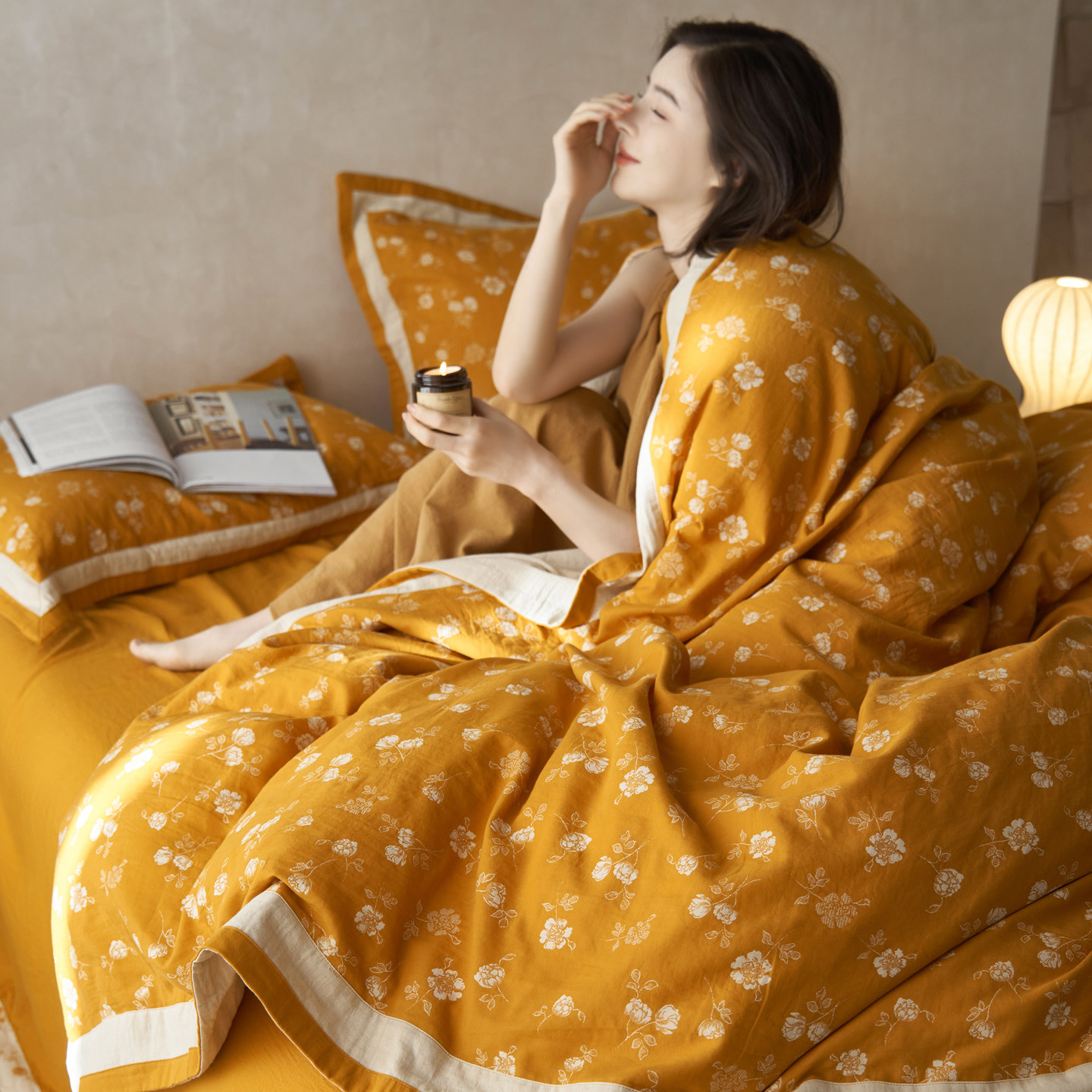 a类纯棉双层纱被套单件定制全棉双层纱长相思系列大尺寸被罩单件