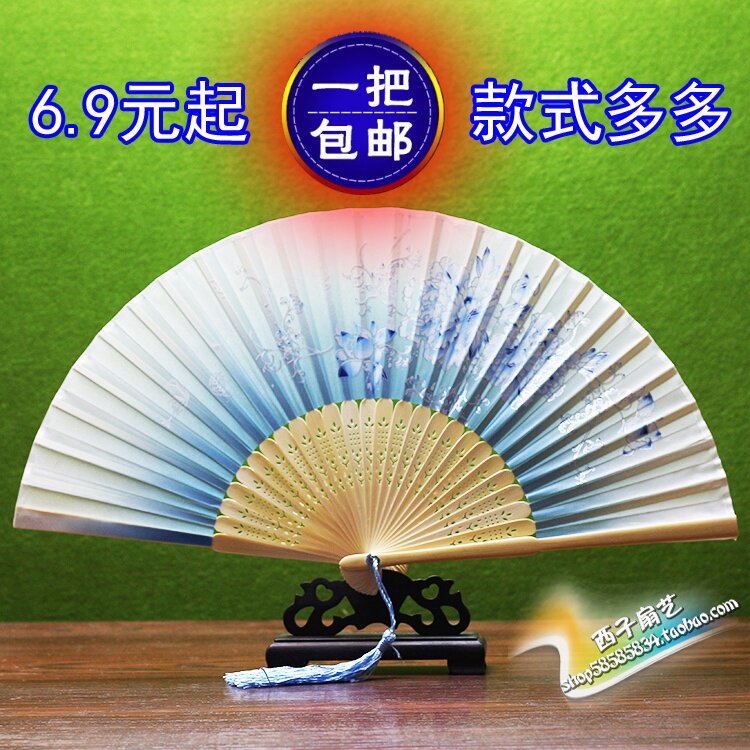 苏州礼品扇小尺寸古典舞蹈中国风扇真丝女折扇日式扇丝绸工艺折扇