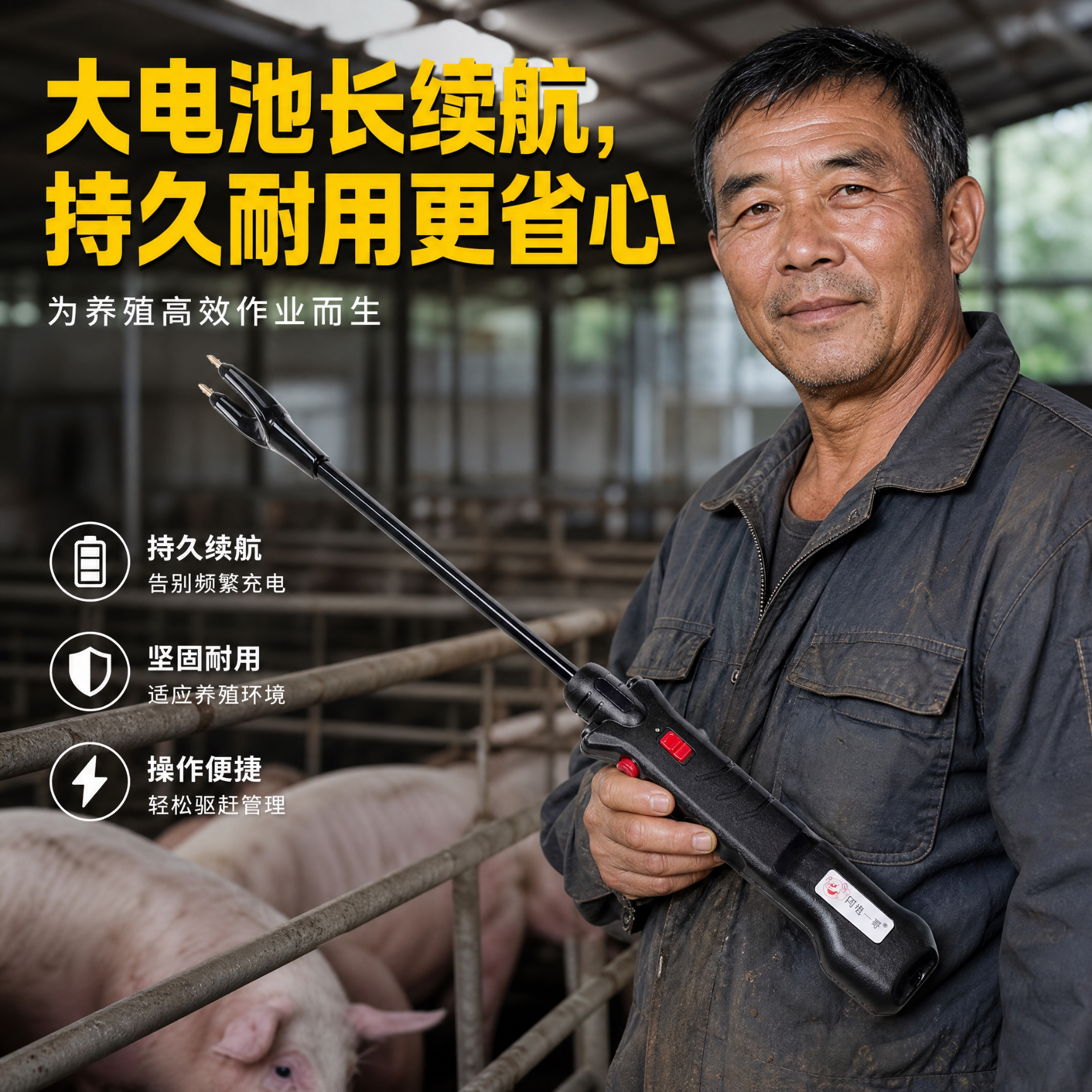 赶猪神器赶猪棒大功率电动赶猪棍棒撵母猪牛羊击电鞭子防水