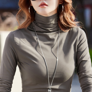 秋冬修身 女2025新款 内搭莫代尔秋衣亲肤堆堆领上衣 打底衫 高领薄款