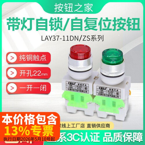 lay37090带灯按钮开关自锁
