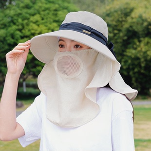 遮阳帽子女夏季时尚百搭遮脸太阳帽防紫外线大帽檐防晒帽女可折叠