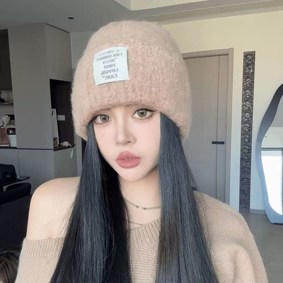 秋冬韩版字母大头显脸小毛线帽女