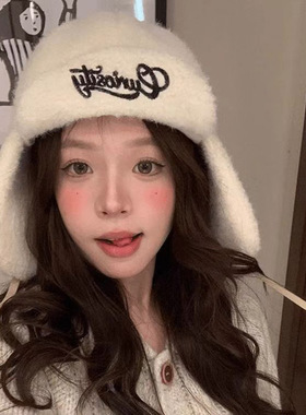 韩系冬季羊羔毛护耳飞行雷锋帽女