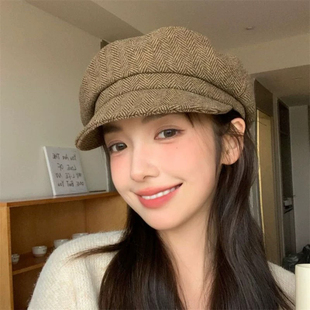 羊毛贝雷帽洋气时髦百搭八角帽显脸小报童帽时尚高级感帽子女秋冬
