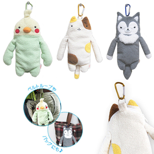 日本正版SHINADA云中生物玩偶挂件小包笔袋耳机零钱便携可爱软萌