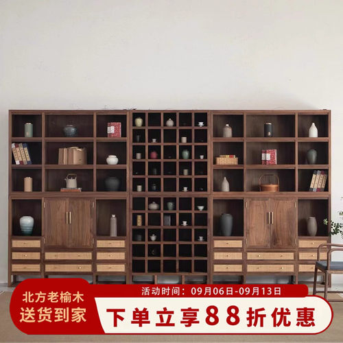 新中式榆木榫卯博古架多宝阁