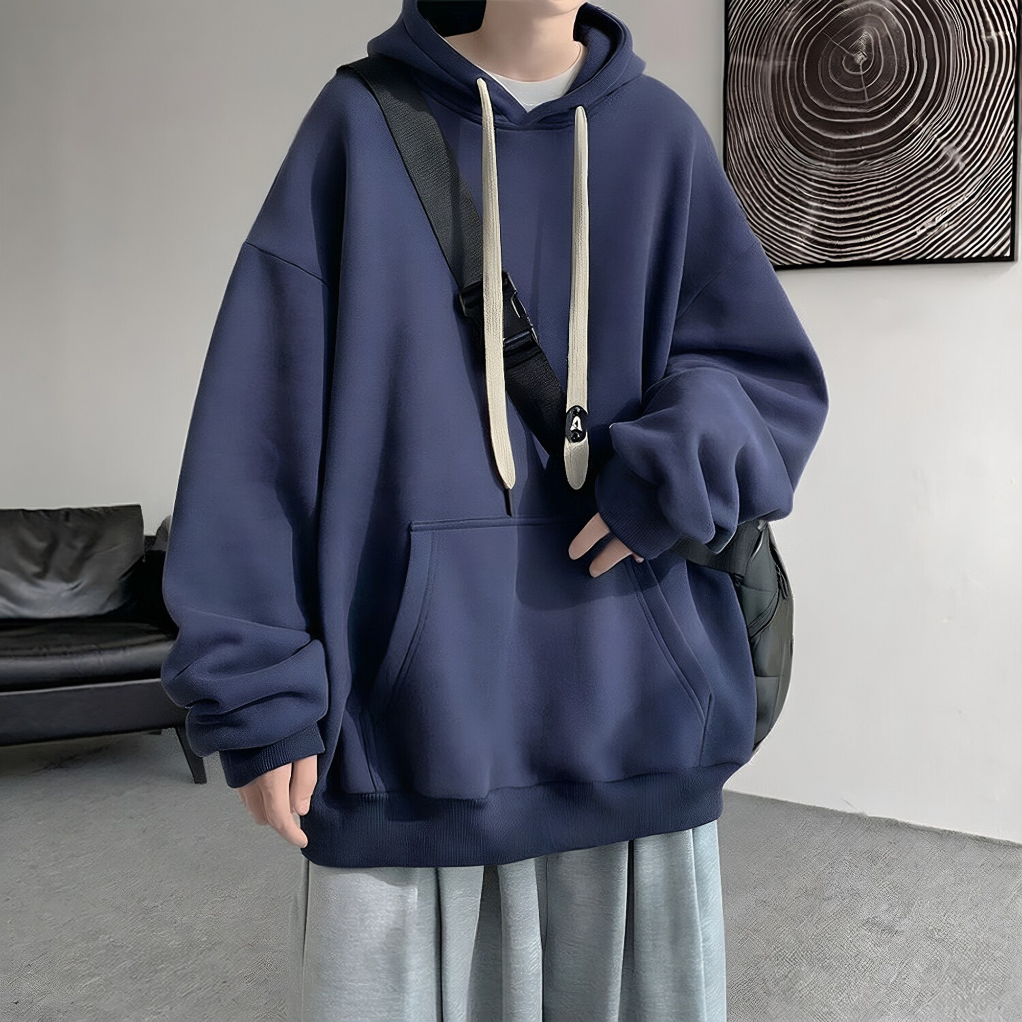 春秋重磅加绒情侣连帽卫衣男女2026新款oversize美式高街潮牌帽衫
