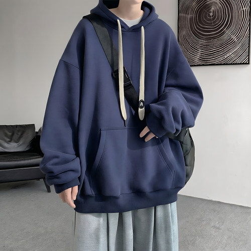 美式重磅加绒加厚连帽卫衣