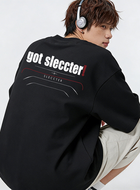 T恤男夏季重磅纯棉宽松圆领短袖T恤男款2026新款美式潮牌情侣上衣