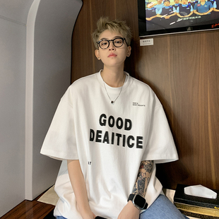 复古重磅纯棉情侣装 男士 美式 T恤夏季 T恤潮牌潮流宽松体恤上衣 短袖