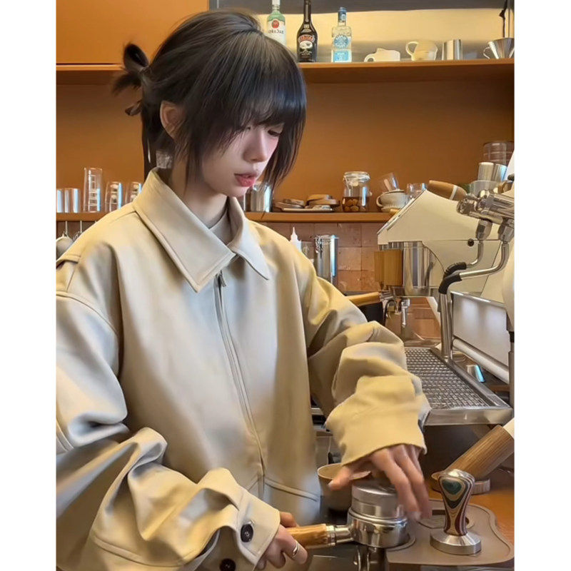 美式潮牌麂皮绒翻领夹克棉服