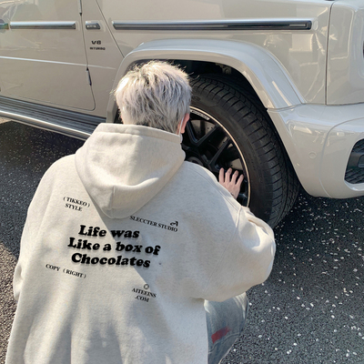 秋冬加绒加厚美式宽松连帽卫衣男