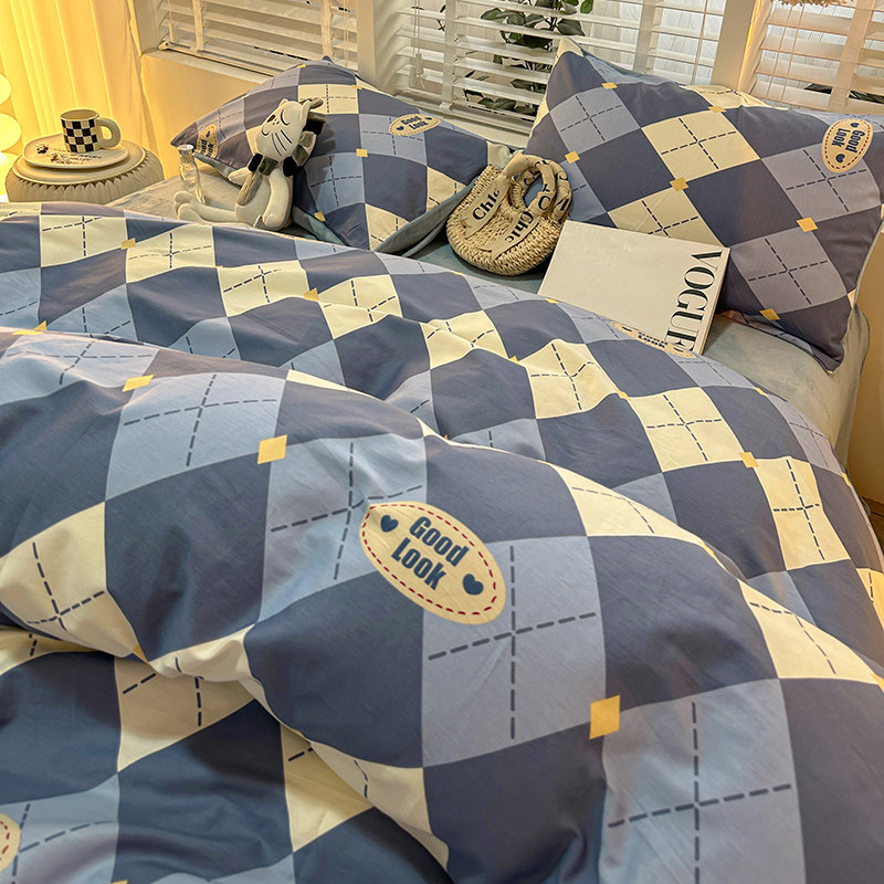 儿童四件套纯棉加绒全棉单面绒珊瑚牛奶绒床单被套冬天三件套男孩