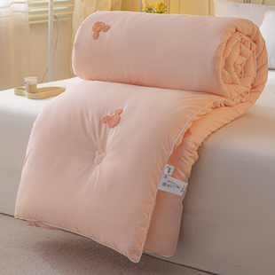 迪士尼大豆被子被芯2025新款 加厚保暖春秋冬被 米奇粉色毛巾绣冬季