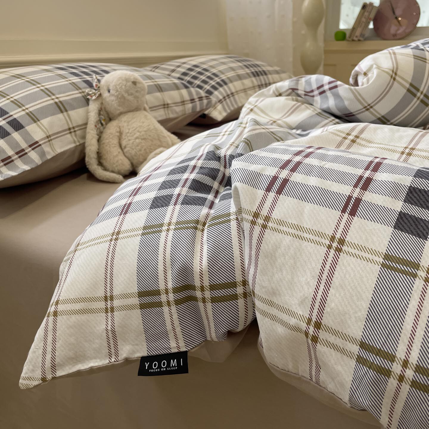 北欧风四件套纯棉全棉简约格子床单款被套床上用品学生宿舍三件套