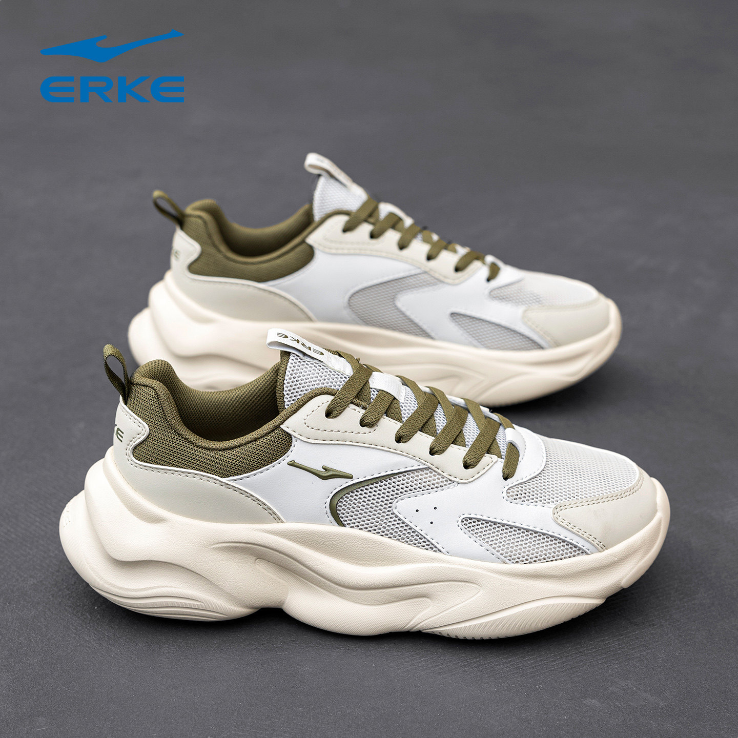 鸿星尔克男鞋复古运动鞋老爹鞋夏季男士休闲鞋网鞋减震轻便慢跑鞋