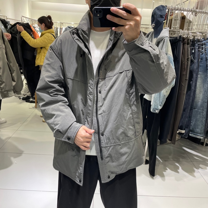 美式休闲简约一手长立领羽绒服