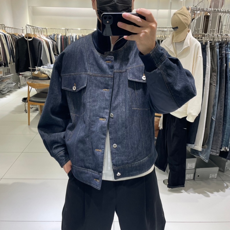 冬季新款工装牛仔拼接羽绒服