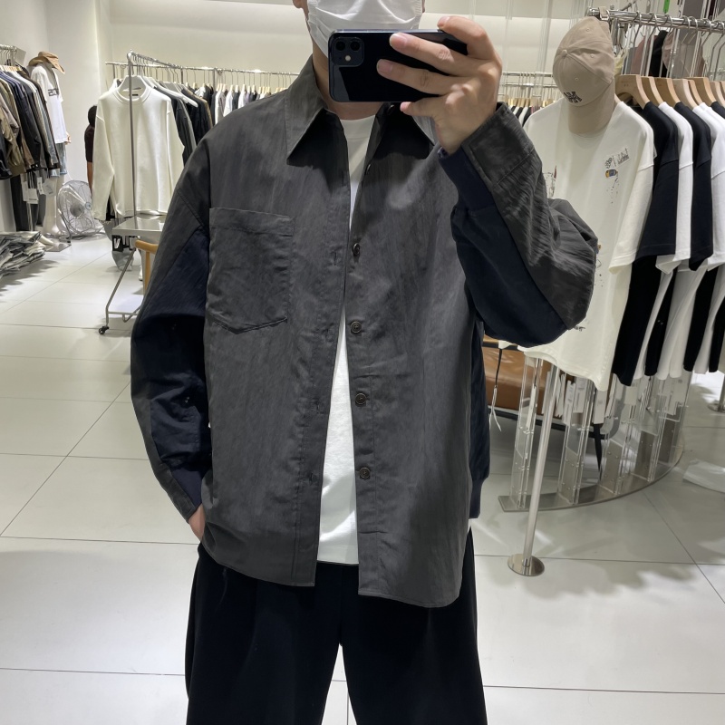 潮牌高端拼接撞色衬衣款夹克