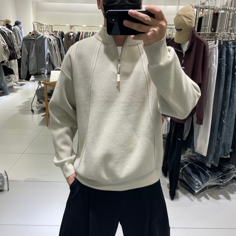 半拉链立领针织毛衣男款韩版时尚