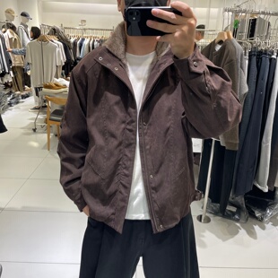 潮牌宽松工装仿羊羔毛加绒棉衣外套男士冬季加厚保暖休闲立领夹克