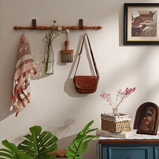 复古中古风入户墙壁实木壁挂衣帽架卧室玄关门口挂钩咖啡酒店收纳