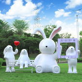 幼儿园户外卡通北极兔子雕塑商场景区北极熊相框拍照兔子公园摆件