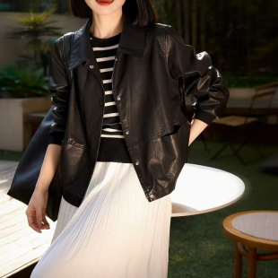 夹克短外套 皮衣女环保皮衬衫 2025年春装 新品