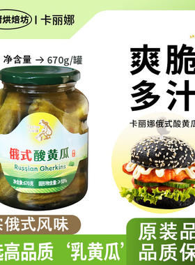 卡丽娜俄式酸黄瓜670g腌制小青瓜罐头汉堡披萨下饭咸菜泡菜商用