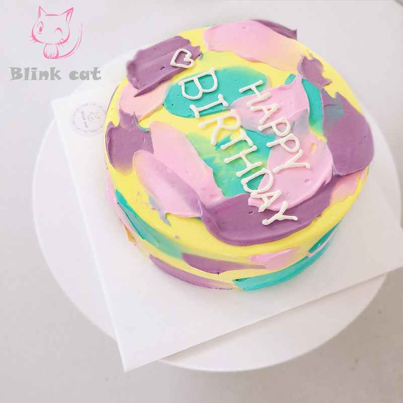 2023新款ins风网红幻彩极简蛋糕 鲜奶水果生日蛋糕蛋糕限武汉