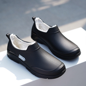 加绒厨师鞋 短筒加绒保暖雨靴防滑防水外卖骑手厨房水鞋 雨鞋 男士