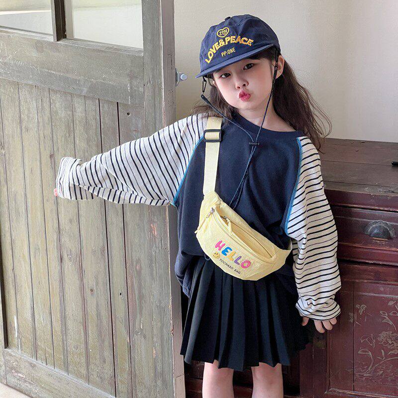 洋气儿童字母包包韩版男童宝宝女孩时尚外出斜挎包爆款纯色单肩包